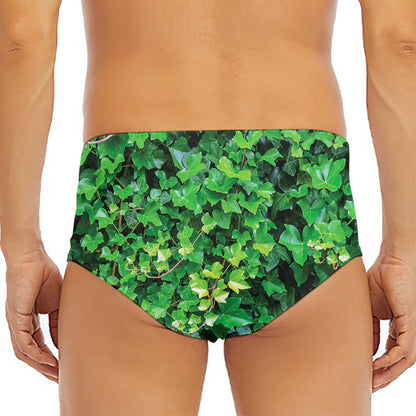 Green Ivy Wall Print Men's Triangle Swim Briefs