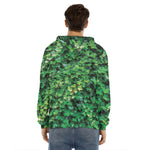 Green Ivy Wall Print Men's Velvet Pullover Hoodie