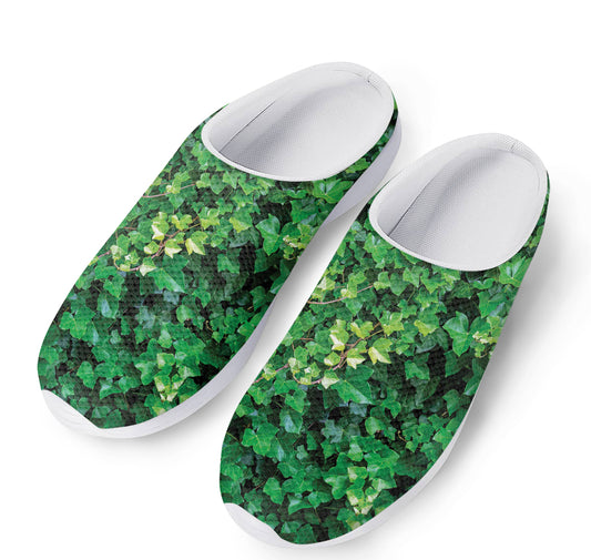 Green Ivy Wall Print Mesh Casual Shoes