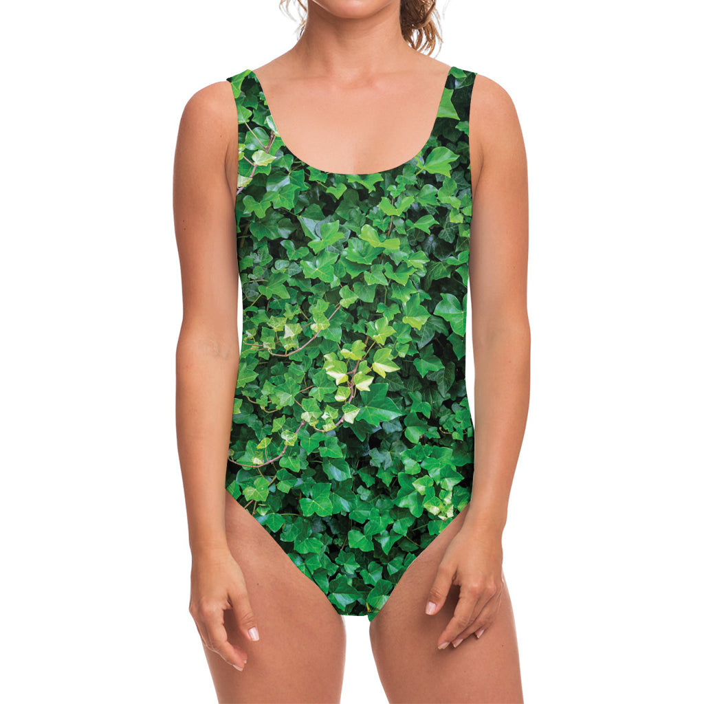 Green Ivy Wall Print One Piece Swimsuit