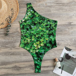 Green Ivy Wall Print One Shoulder Bodysuit