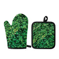 Green Ivy Wall Print Oven Mitt And Pot Holder Set