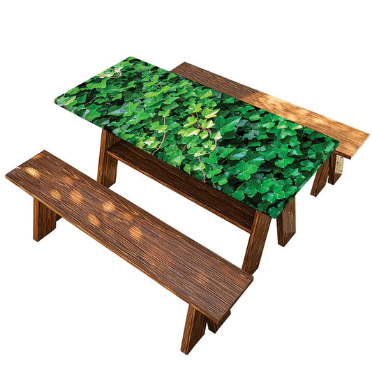 Green Ivy Wall Print Picnic Table Cover