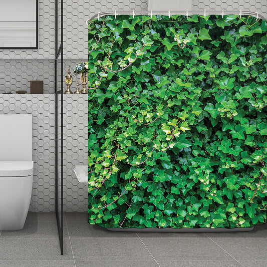 Green Ivy Wall Print Polyester Shower Curtain