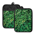 Green Ivy Wall Print Pot Holders With Pocket