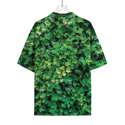 Green Ivy Wall Print Rayon Hawaiian Shirt