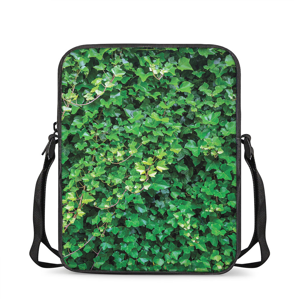 Green Ivy Wall Print Rectangular Crossbody Bag