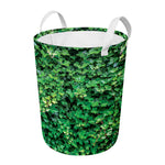 Green Ivy Wall Print Round Laundry Basket