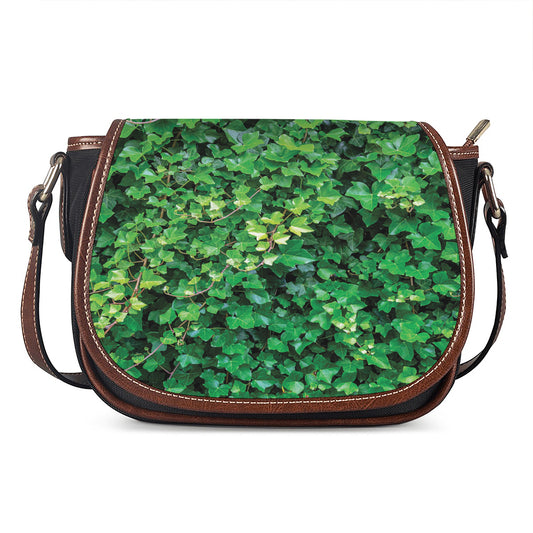 Green Ivy Wall Print Saddle Bag