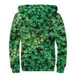 Green Ivy Wall Print Sherpa Lined Zip Up Hoodie