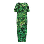 Green Ivy Wall Print Short Sleeve Long Nightdress