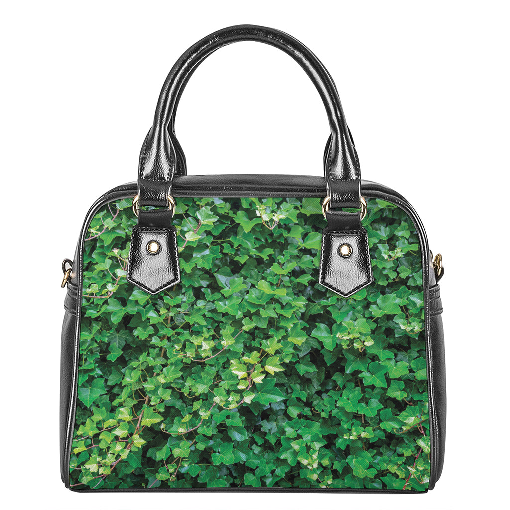 Green Ivy Wall Print Shoulder Handbag