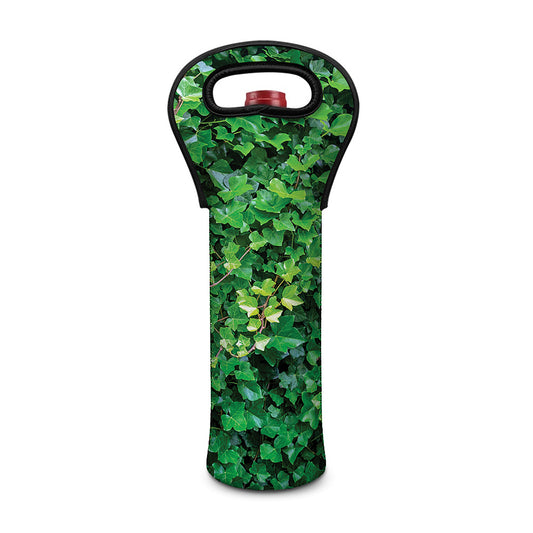 Green Ivy Wall Print Single Neoprene Wine Tote