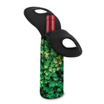 Green Ivy Wall Print Single Neoprene Wine Tote
