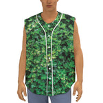 Green Ivy Wall Print Sleeveless Baseball Jersey