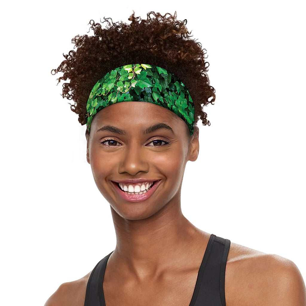 Green Ivy Wall Print Sports Headband