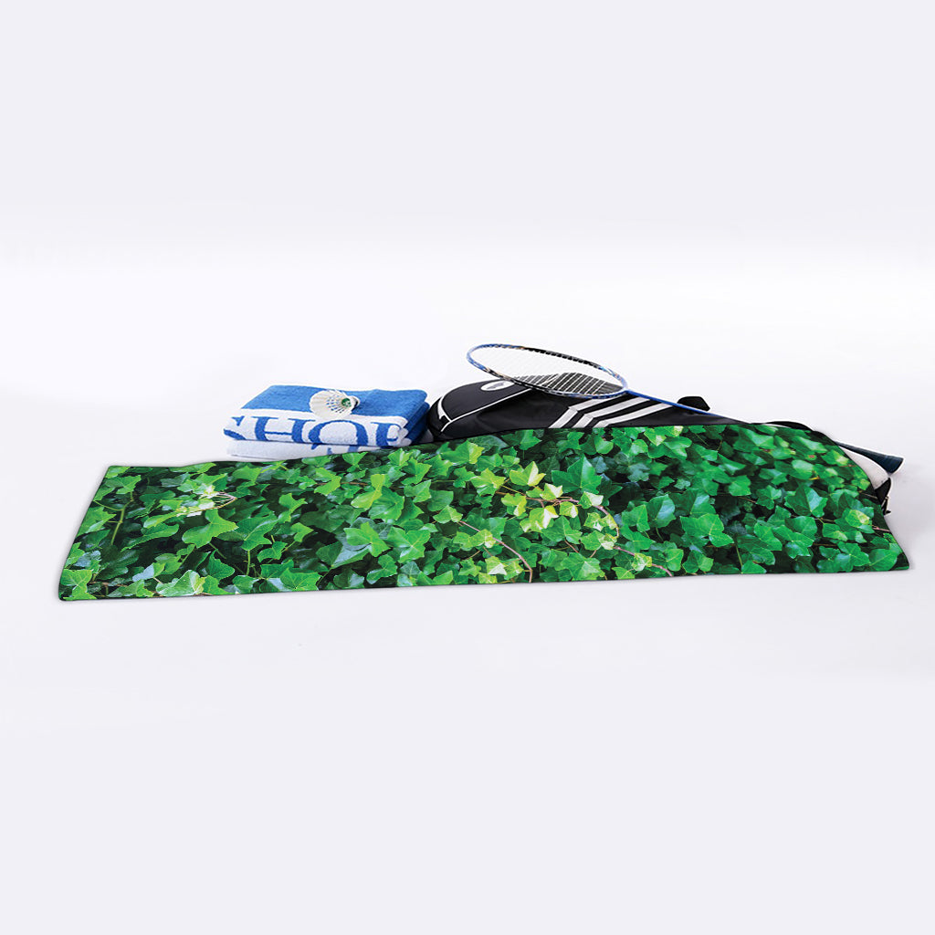 Green Ivy Wall Print Sports Towel