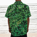Green Ivy Wall Print Textured Short Sleeve Shirt