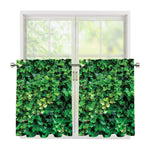 Green Ivy Wall Print Tier Curtains