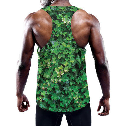 Green Ivy Wall Print Training Tank Top