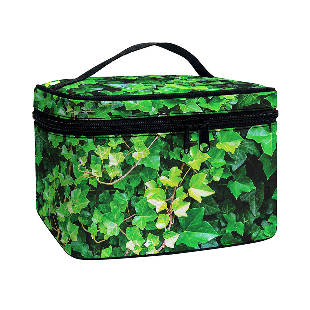 Green Ivy Wall Print Travel Makeup Bag