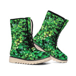Green Ivy Wall Print Winter Boots