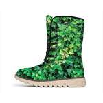 Green Ivy Wall Print Winter Boots
