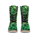 Green Ivy Wall Print Winter Boots