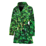 Green Ivy Wall Print Women's Bathrobe