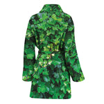 Green Ivy Wall Print Women's Bathrobe