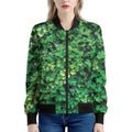 Green Ivy Wall Print Women's Bomber Jacket