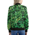 Green Ivy Wall Print Women's Bomber Jacket
