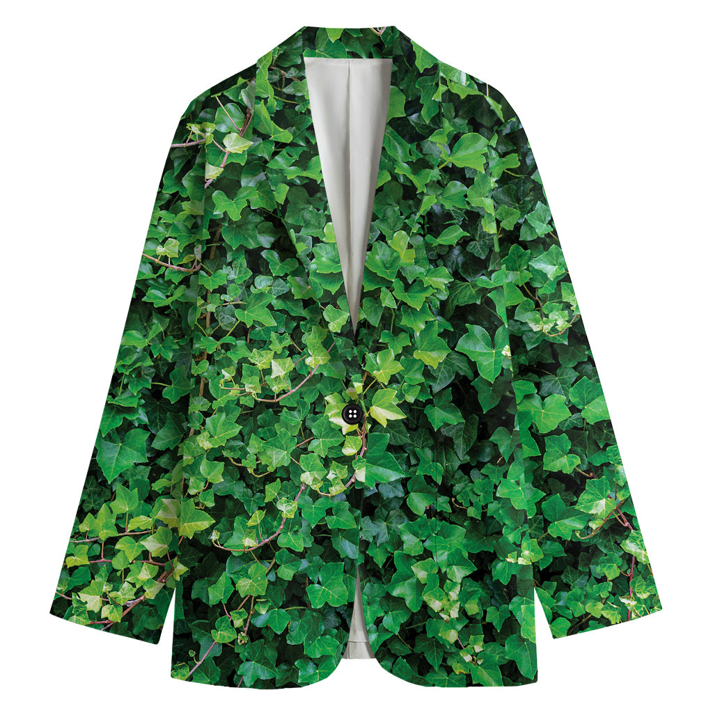 Green Ivy Wall Print Women's Cotton Blazer