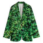 Green Ivy Wall Print Women's Cotton Blazer