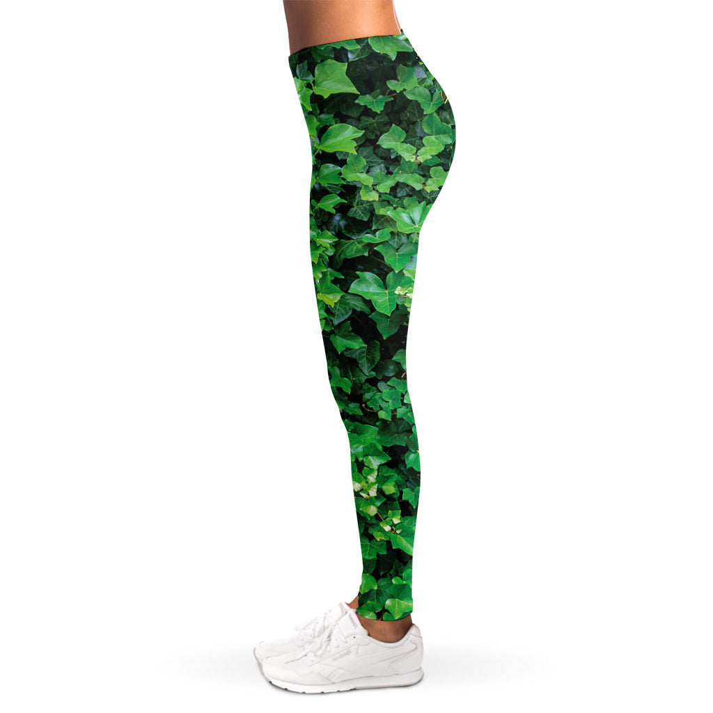 Green Ivy Wall Print Women's Leggings