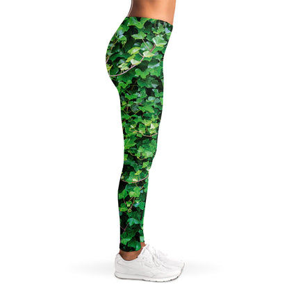 Green Ivy Wall Print Women's Leggings