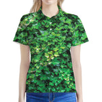 Green Ivy Wall Print Women's Polo Shirt