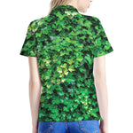 Green Ivy Wall Print Women's Polo Shirt