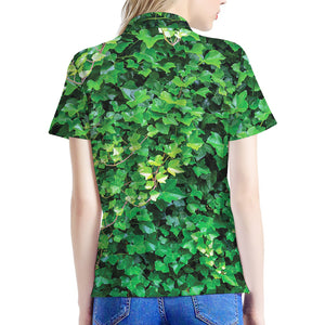 Green Ivy Wall Print Women's Polo Shirt