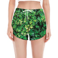 Green Ivy Wall Print Women's Split Running Shorts