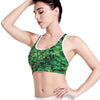 Green Ivy Wall Print Women's Sports Bra