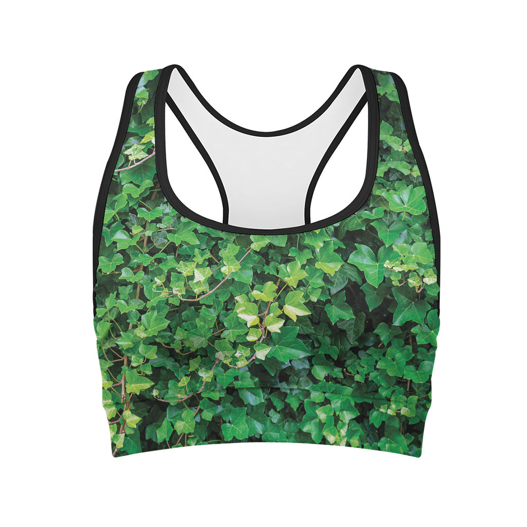 Green Ivy Wall Print Women's Sports Bra