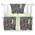 Green Japanese Dragon Tattoo Print 3 Piece Kitchen Curtains