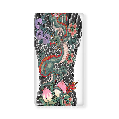 Green Japanese Dragon Tattoo Print Baby Crib Sheet