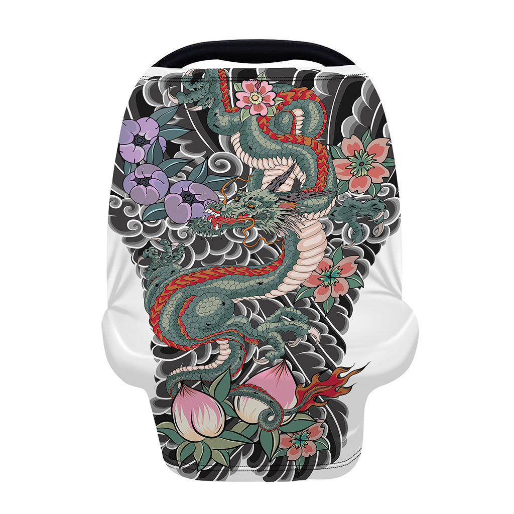 Green Japanese Dragon Tattoo Print Baby Seat Cover