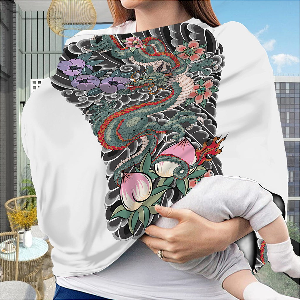 Green Japanese Dragon Tattoo Print Baby Seat Cover