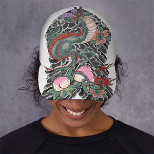 Green Japanese Dragon Tattoo Print Baseball Cap