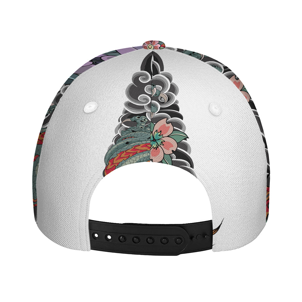 Green Japanese Dragon Tattoo Print Baseball Cap