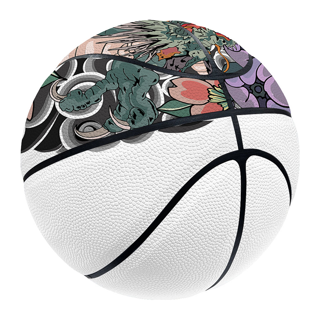 Green Japanese Dragon Tattoo Print Basketball