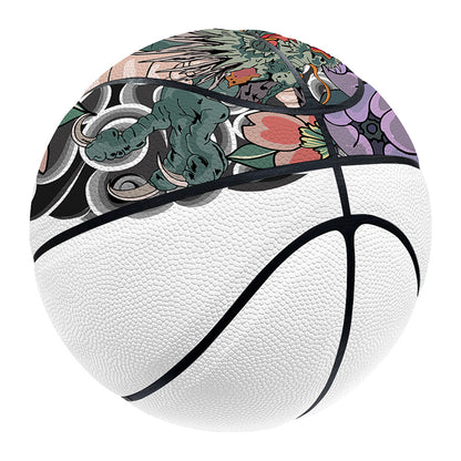 Green Japanese Dragon Tattoo Print Basketball